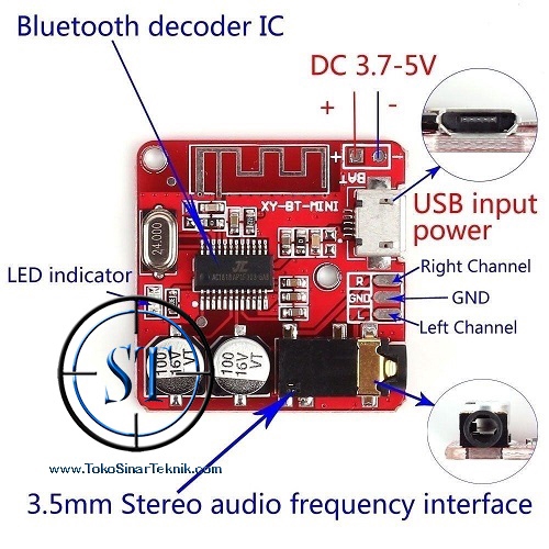 Module Mini MP3 Bluetooth 4.1 Lossless Speaker Decoder Amplifier Board Stereo Receiver Input Dc 3.7-5V USB TF SD Card