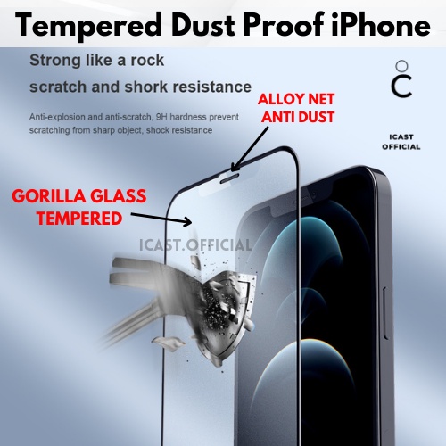 DUSTPROOF Tempered Glass iPhone Anti Debu Gorilla Glass Tempered iPhone Full Cover Dust Proof Anti gores iPhone 7 8 X XR XS XS MAX 11 12 Pro 13 Pro Max
