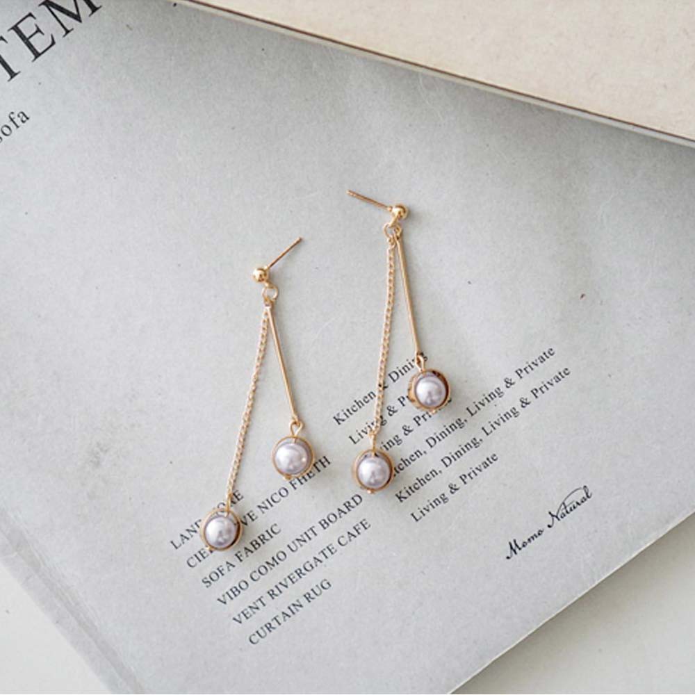 Anting Korea 4 Simple Silver Pearl Ring