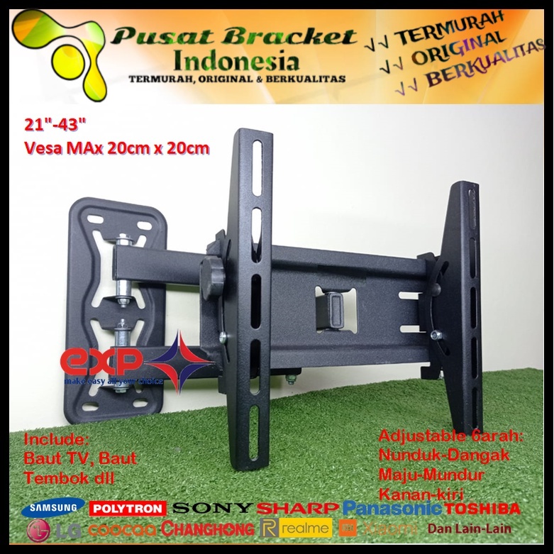 Bracket TV SAMSUNG 14 s/d 43 inch 6 ARAH FULL BESI SUPER KOKOH GARANSI 100% ORI