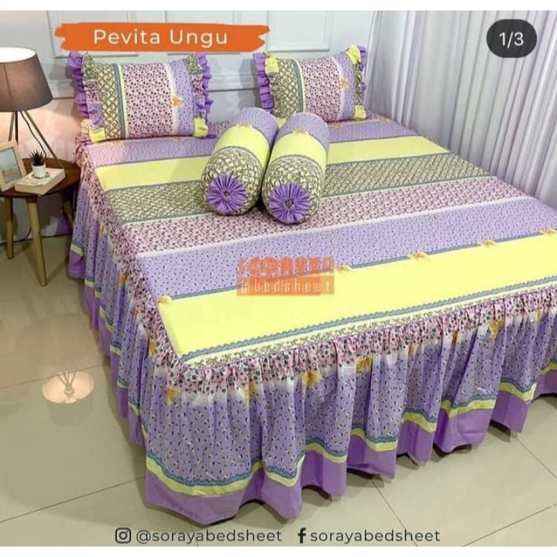 sprei rumbai ukuran 180*200*20 motif LV damiera coklat bahan katun lokal
