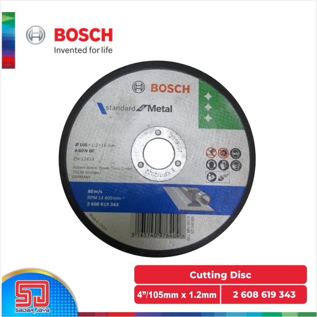 Bosch Mata Gerinda Potong 4&quot; Diameter 105mm Tebal 1.2mm Metal Cutting Disc 2608619343 Grinda Besi
