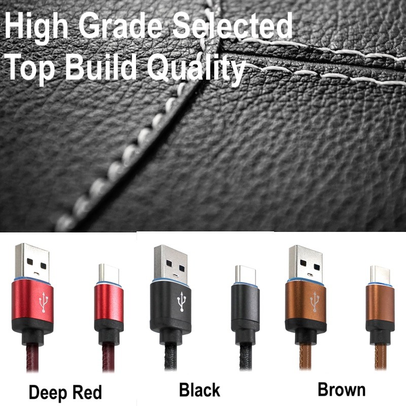 Durable PU Leather Kabel Data TYPE C Fast Charge Elegant Retro Design