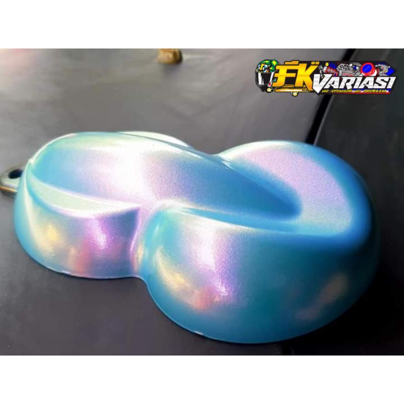 cat bunglon putih dasar biru muda