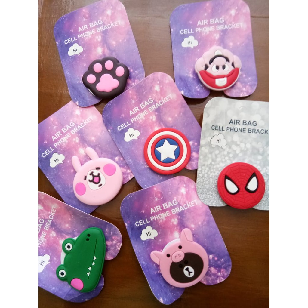 AKSESORIS HANDPHONE POPSOCKET 3D KARAKTER POP SOCKET PVC MOTIF KARTUN