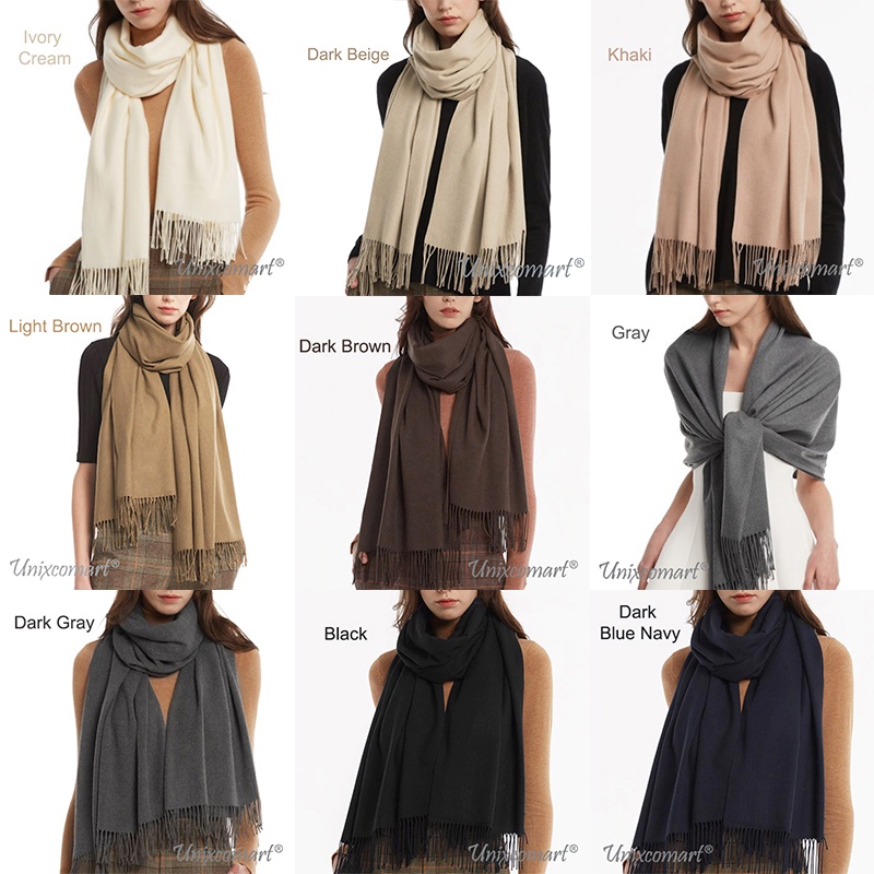 Pashmina Cashmere Syal AD012 Scarf Shawl Kasmir Bahan Viscose