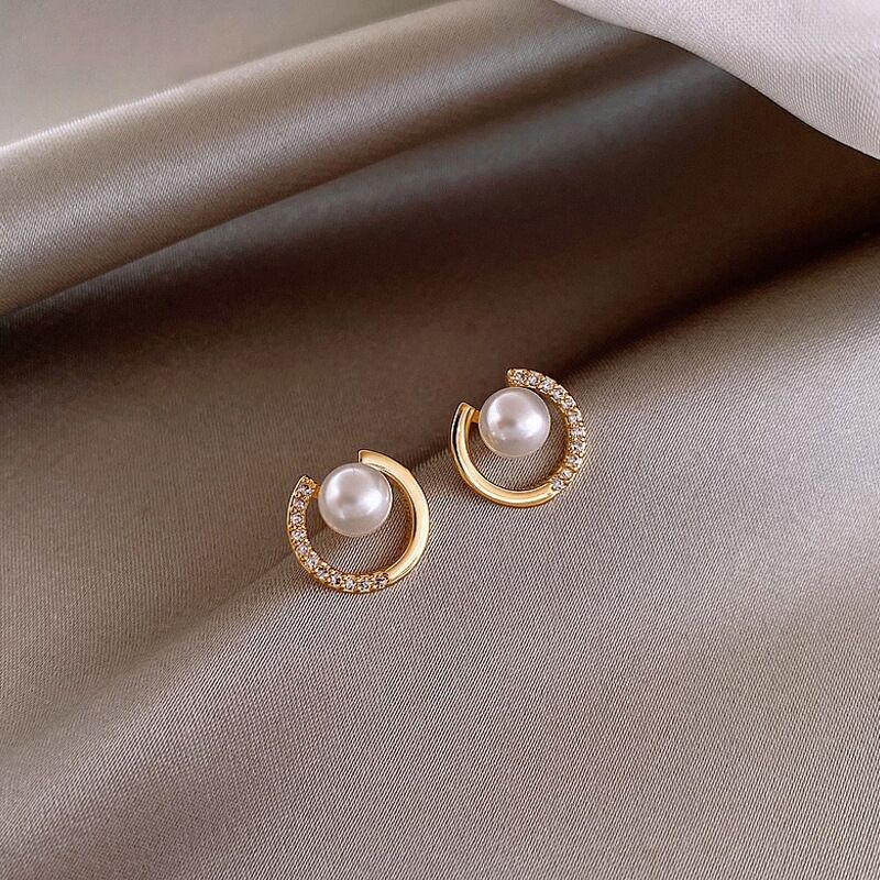 Anting Tusuk Sterling Silver 925 Simple Gaya Korea Selatan Dengan Mutiara Untuk Wanita