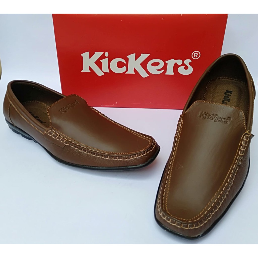 sepatu pria keren casual kickers original formal slip on sepatu santai pria kulit tanpa tali murah