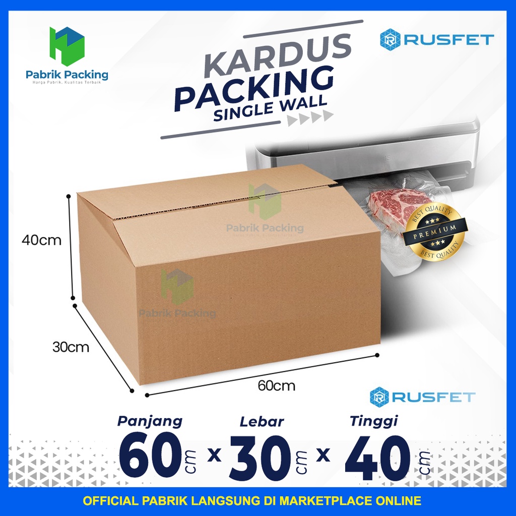 

Kardus Packing | Karton Box Rusfet Polos Kraft Single Wall Size 60x40x30cm Termurah