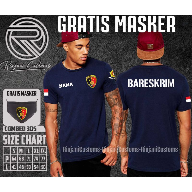 KAOS BARESKRIM GRATIS NAMA DAN MASKER - KAOS RESKRIM - KAOS POLISI POLRI
