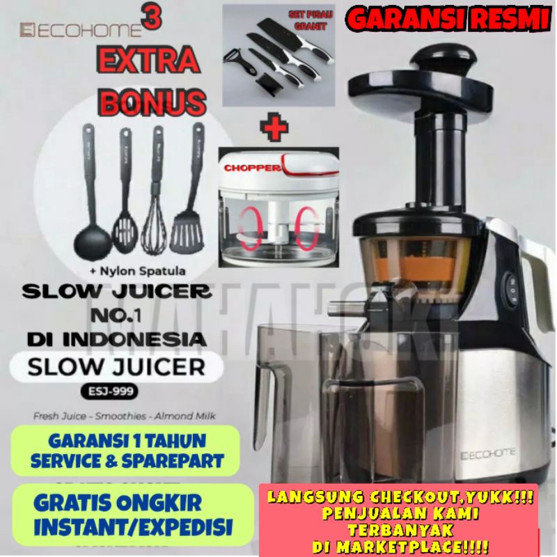 ECOHOME SLOW JUICER ESJ999(RPM 65)PENGEKSTRAK BUAH IMPORT/DIET DETOX