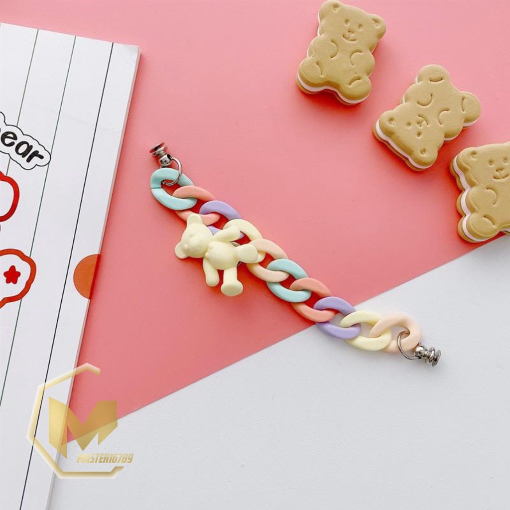 paket gelang tali rantai baut slingcase sling rantai beruang rainbow lanyard universal candy koper choice dove MA2415