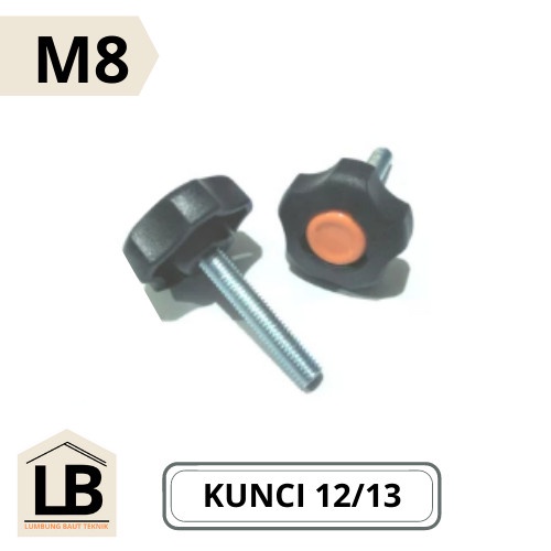 BAUT KNOB STAR M8 - KNOB STAR KUNCI 12 / 13 - KNOP STAR - BAUT KNOP