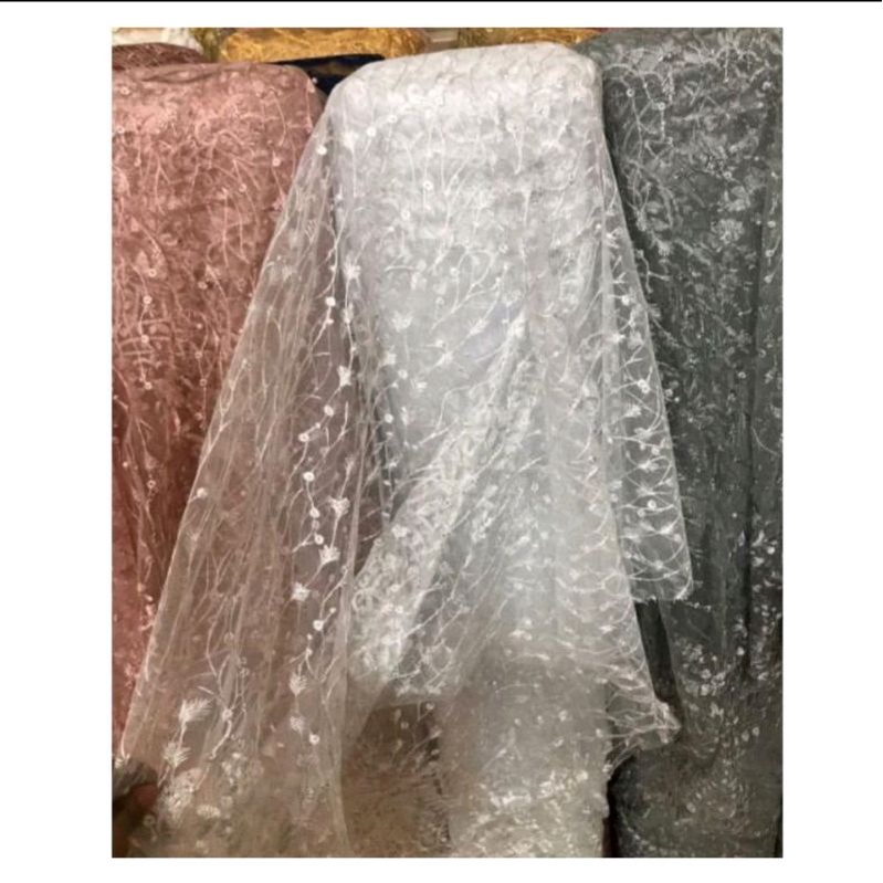 Jual Kain Tulle Mutiara Double Renda Bahan Tile Renda Terbaru