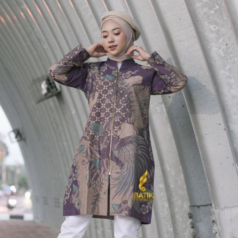 KARA UNGU BATIK WANITA PRABUSENO TUNIK BATIK PRABUSENO BLOUSE BATIK PRABUSENO ORIGINAL ORI ASLI PRAB