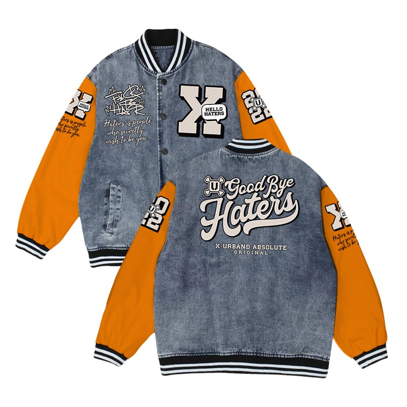 Dhozen Jaket Varsity Denim Bordir