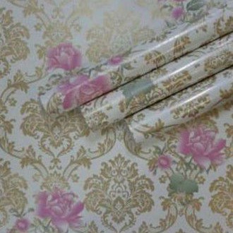 DEOS WALLPAPER STICKER DINDING BATIK GOLD BUNGA PINK