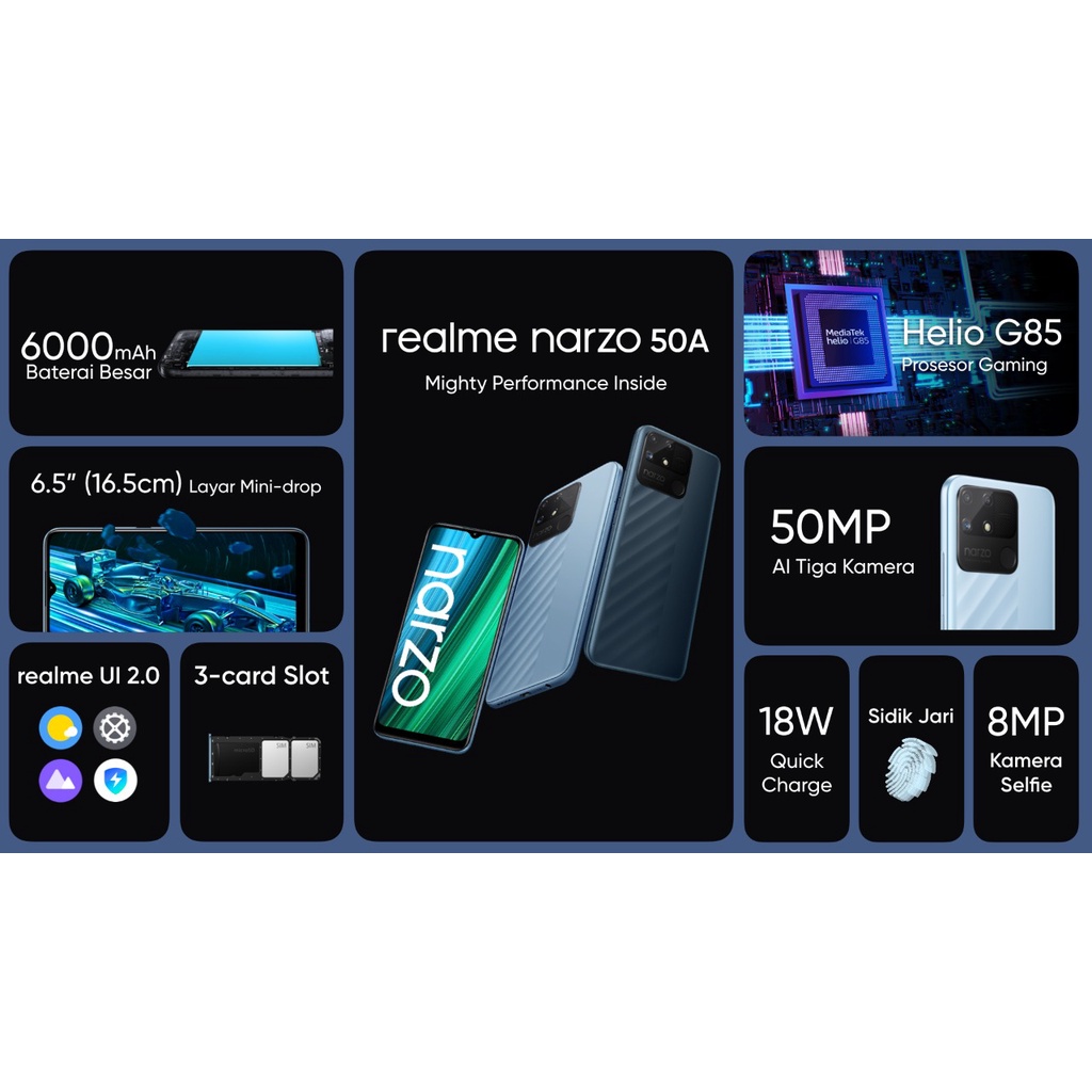 REALME NARZO 50A 4/128 RAM 4GB ROM 128GB GARANSI RESMI NASIONAL