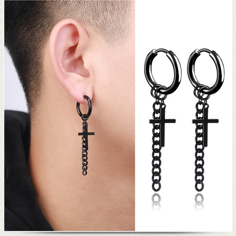 Geometric Chain Ear Hoop Earrings Korean Hip Hop Punk Fashion Accessories Jewelry Shiny Men Women Charm Earring Factory Wholesale