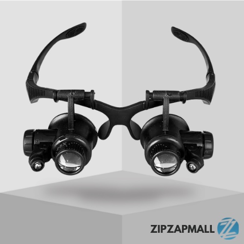 Kacamata Pembesar 25x Magnifier dengan 2 LED / Kacamata Zoom Pembesar Reparasi Servise Jam Tangan Hp Perhiasan Untuk Baca Elektronik Magnifier Glasses Serbaguna / Kaca Pembesar Elektronik Elektronic Service / Helm Kacamata / Kacamata Tukang Murah Original