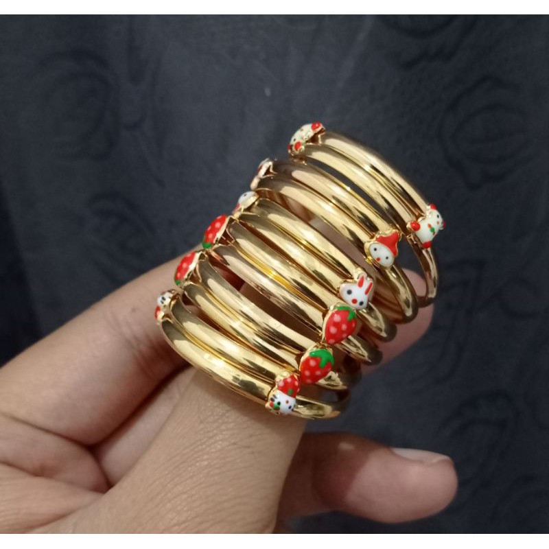 Gelang Bangle Anak Bayi Baby Kartun Karakter Boneka Hello Kitty Emas Asli 1gram Kadar 300 30%