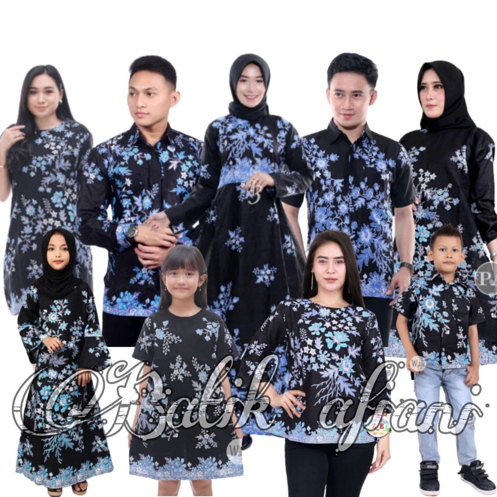 Batik Couple Keluarga Sania Ruffle Ori Ndoro Jowi Dnt Sogan Sekar Ulir - Cibulan Biru