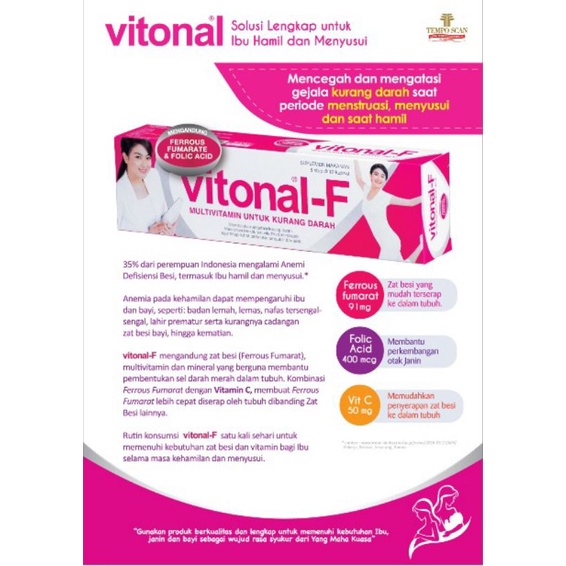 Vitonal F penambah darah untuk ibu hamil per Box
