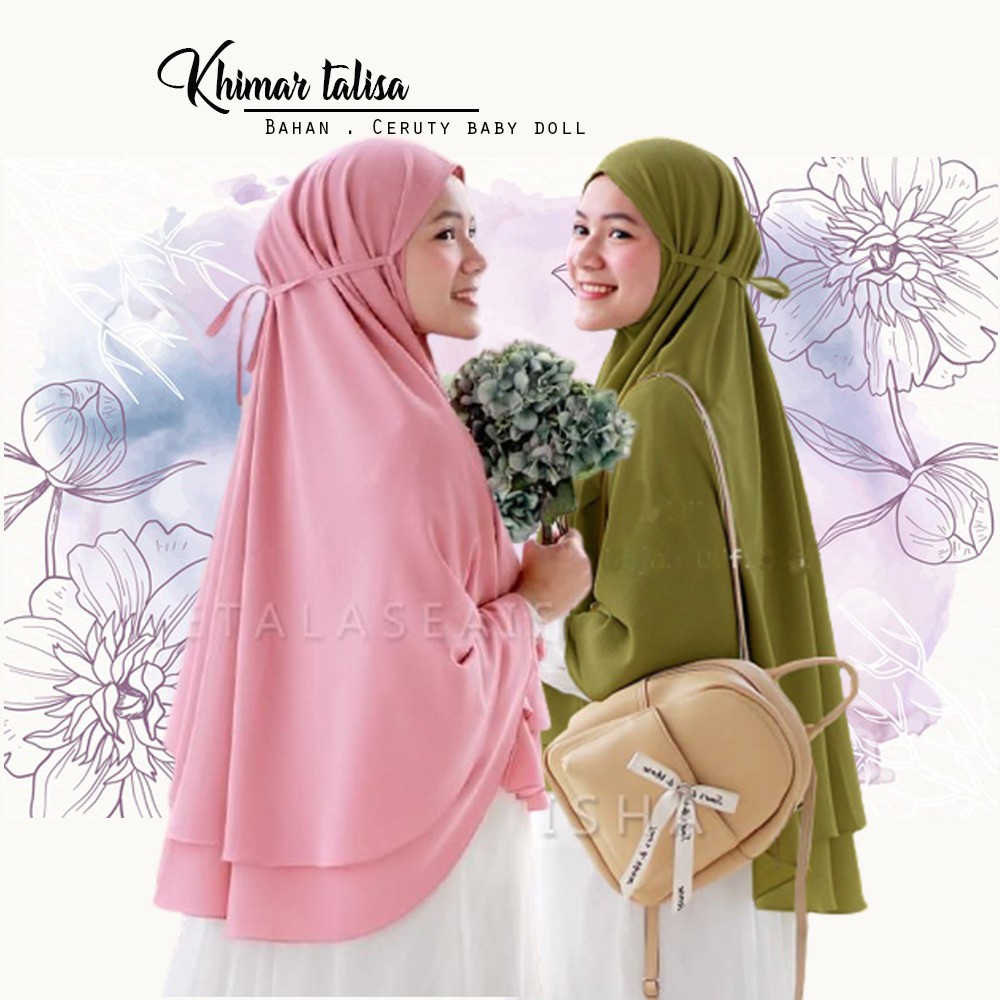Hijab Jilbab Khimar Syari 2 Layer Ceruty Jumbo Kekinian Kerudung Syari Khimar Ceruty Jumbo Talisa