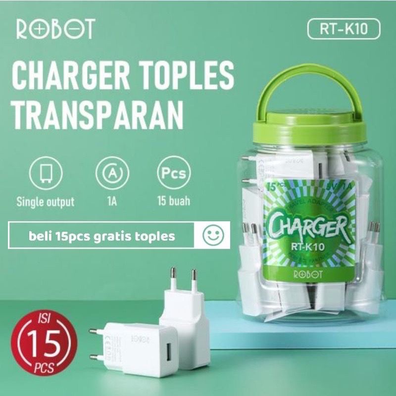 (ROBOT RTK 10) SMART ADAPTOR CHARGER/KEPALA CHARGER SINGLE PORT BY ROBOT ADAPTOR