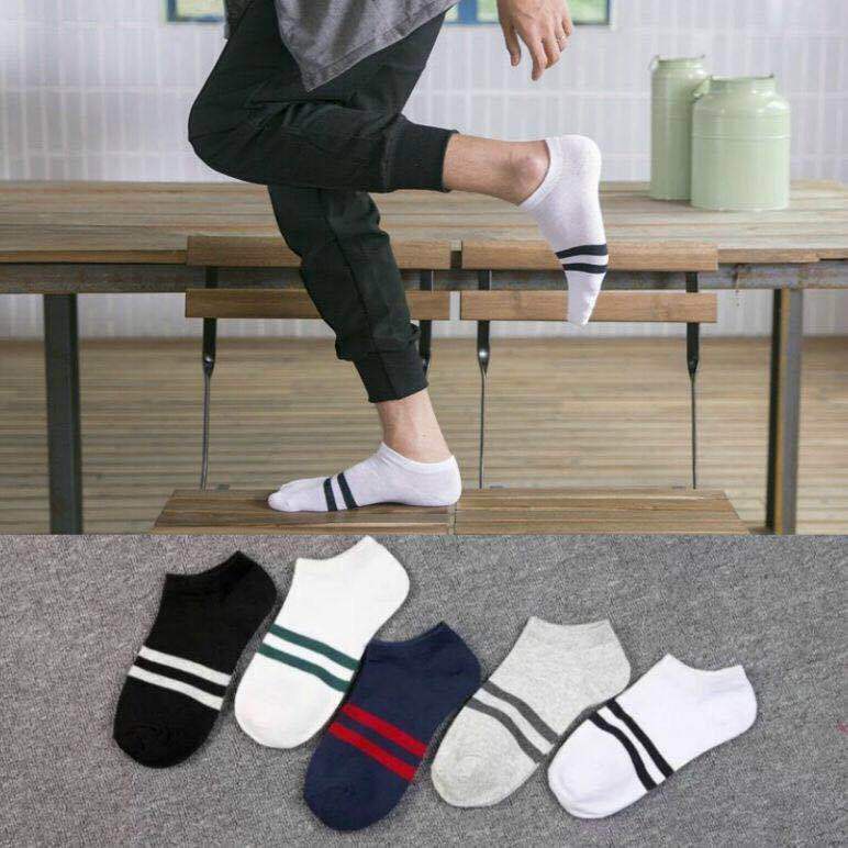 ♫ Megata ♫ A201 Kaos Kaki Garis Pria Wanita Motif Kotak Fashion Korea Kaos kaki  Sock Import