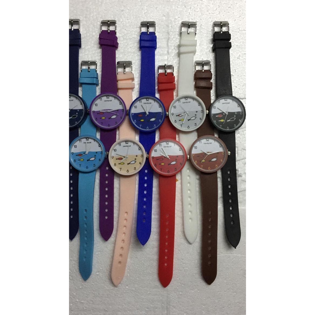 Jam Tangan Wanita/Anak-anak Fashion Korea Smile Fish Rubber