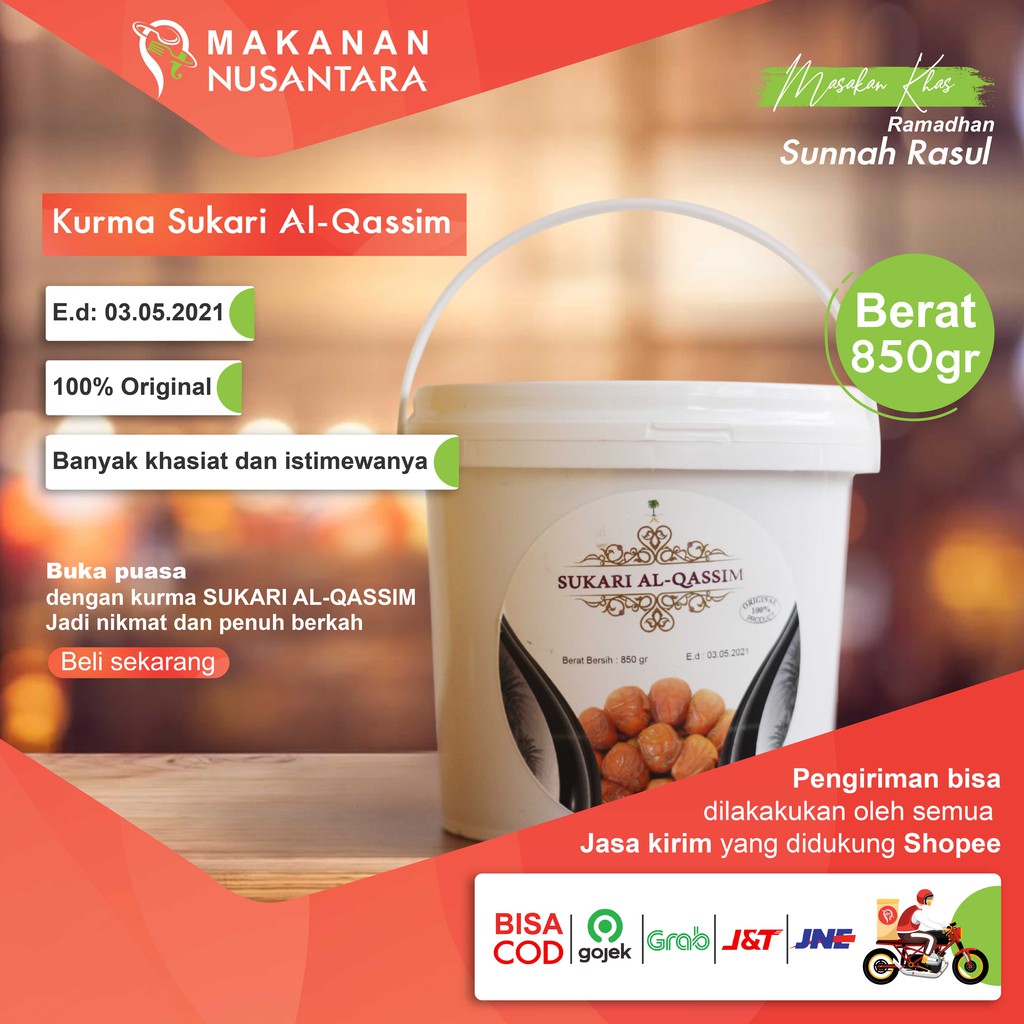 

Kurma Sukari ember Al-Qassim kemasan 850gr 4.9 / Kurma Manis Kurma Lezat Kurma Enak Kurma Kemasan