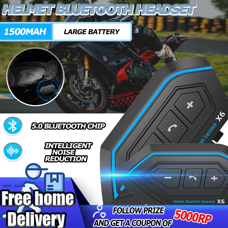 【Ready stock 】X6 Bluetooth Rider Intercom/Bluetooth Helm/Headset Helm Bluetooth Wireless WATERPROOF ORIGINAL-5