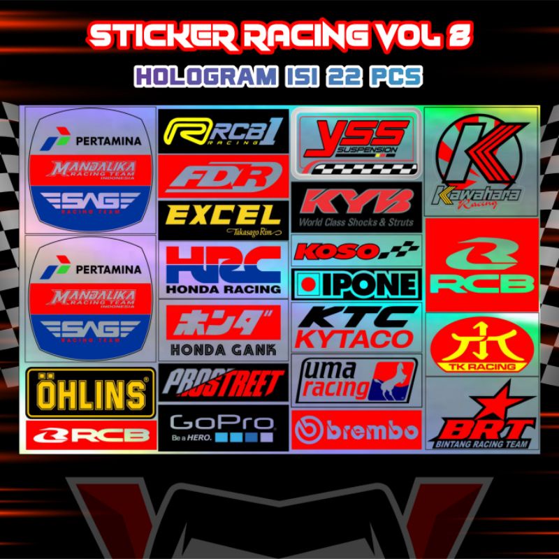 Stiker Racing 1 pack isi 13 15 22 25 27 32 34 Stiker Sponsor Stiker Helm Stiker Motor Sticker Motor