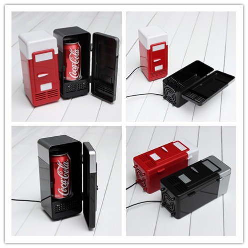 Red Black Desktop Mini Usb Led Pc Fridge Refrigerator Drink Cans