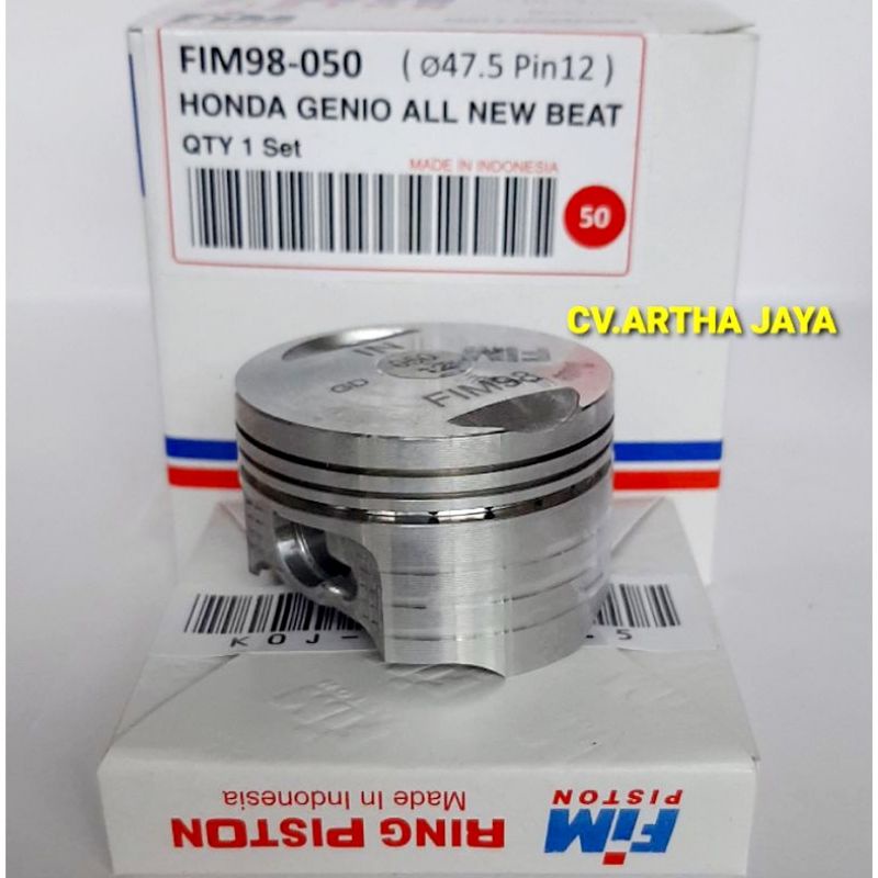 PISTON KIT FIM FIM98 HONDA GENIO / ALL NEW BEAT / BEAT LED 2020 / SCOOPY 2020 ( 47 / 47,5 / 48 / 48,5 / 49 / 49,5 ) ( STD / 050 / 100 / 150 / 200 / 250 ) ( PEN 12 / PIN 12 )-1