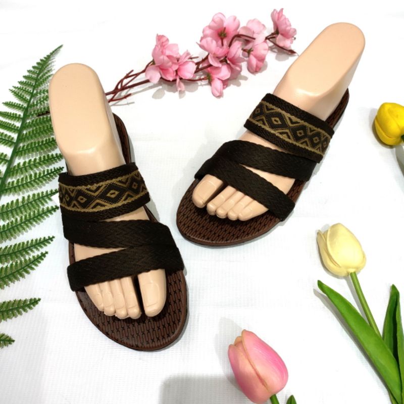 Sandal wanita murah ban 3 batik ( Felonie SD 01 batik ) Turki rajut terbaru