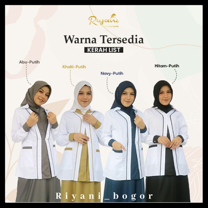 GAMIS KERJA SERIES KERAH LIST by RIYANI GAMIS KERJA WANITA TWOPIECE GAMIS KANTORAN PNS PDH