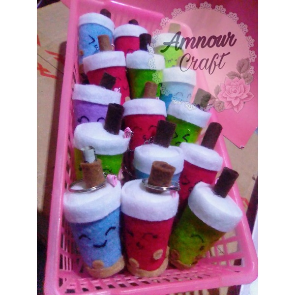 Gantungan kunci Boba flanel | Gantungan kunci boba biasa | Boba mini