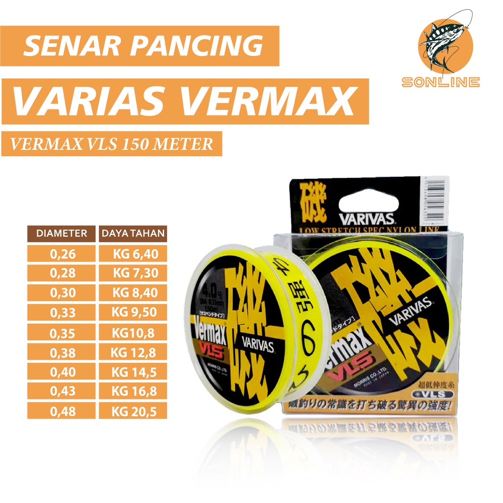 SONLINE  Tali Pancing Vermax VLS 150M &amp; Senar Pancing Technician 100M Fishing line Senar Pancing Fishing Line Strength 6.40kg-20.5kg Sangatkuat