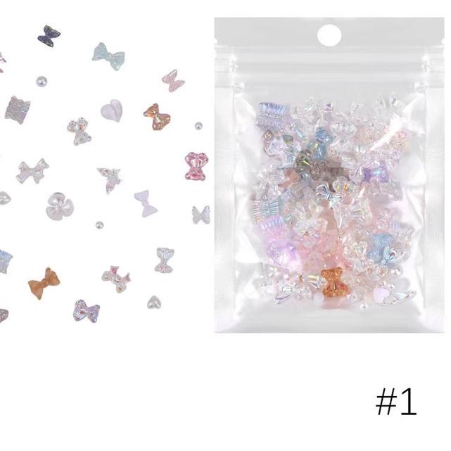 NAIL BOW RESIN 3D BEAR MIX SHAPE HIASAN PITA BERUANG CLEAR HIASAN KUKU NAIL ART TIMBUL READY TO USE HIASAN NAILART CLEAR BENING JELLY