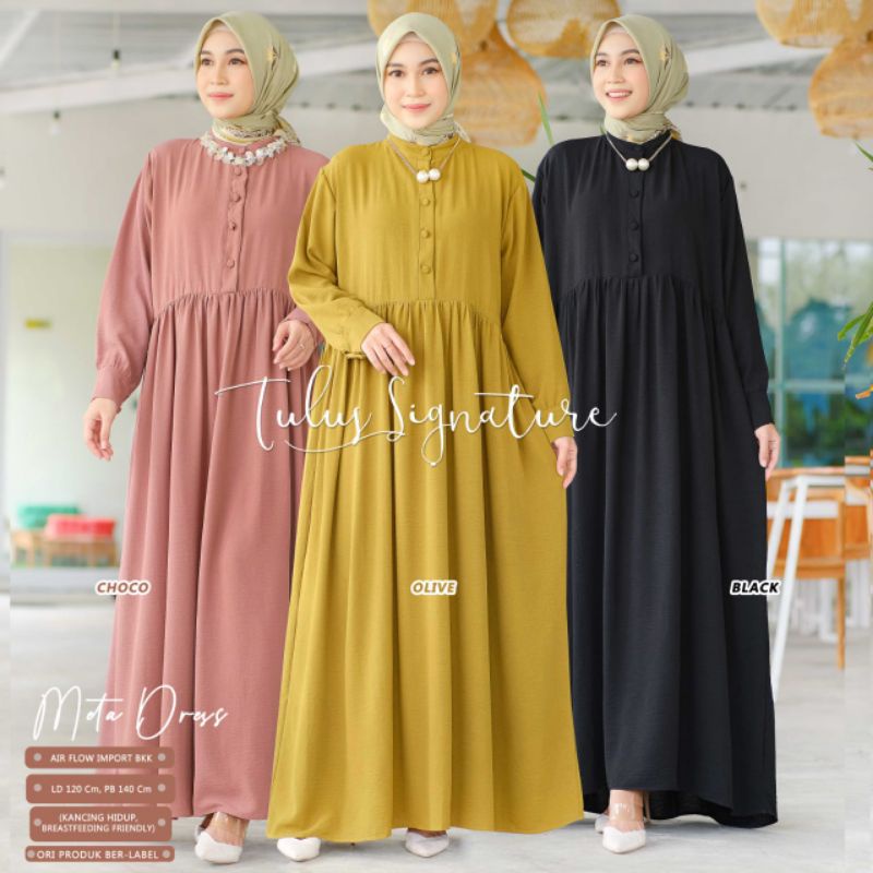 META DRESS BY TULUS SIGNATURE / DRESS MUSLIMAH / Dress wanita airflow import polos