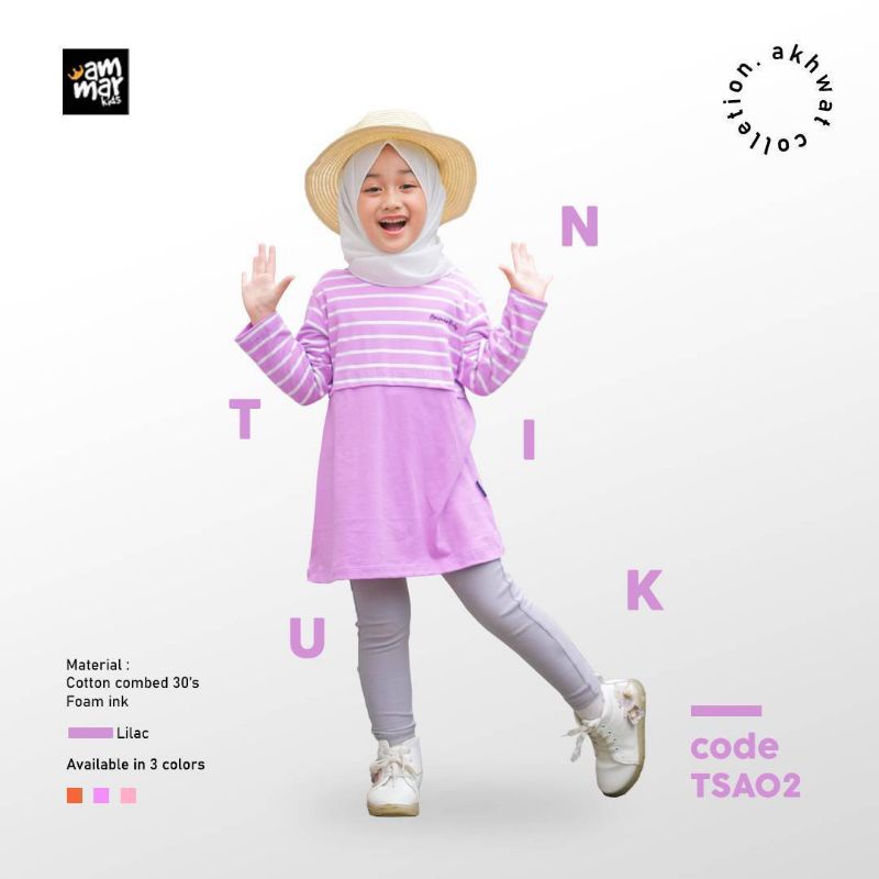 ammarkids - tunik anak perempuan model salur
