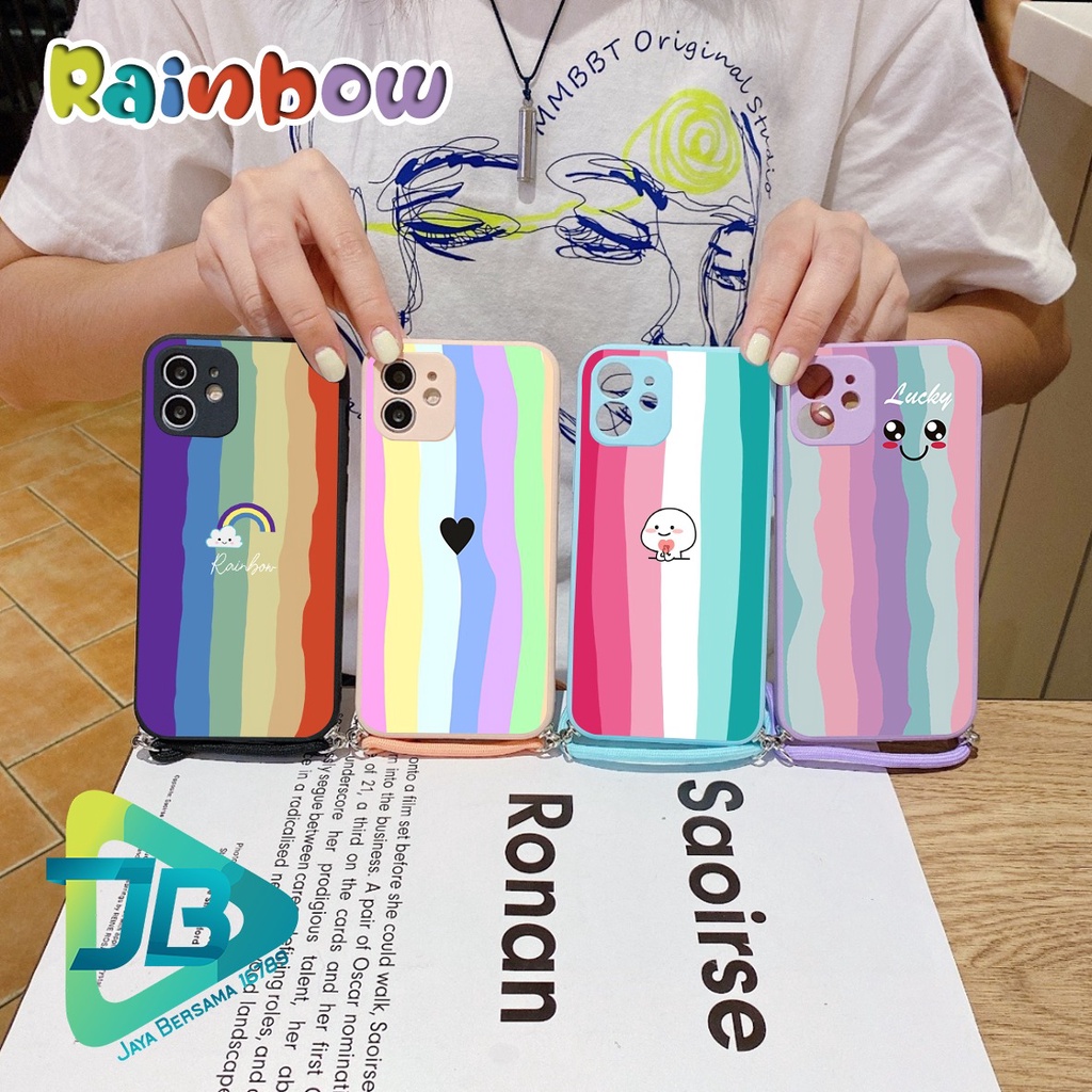 SOFTCASE SILIKON SLINGCASE TALI LANYARD STRAP PHONE MACARON PELINDUNG KAMERA RAINBOW OPPO VIVO SAMSUNG XIAOMI REALME IPHONE ALL TYPE JB5479