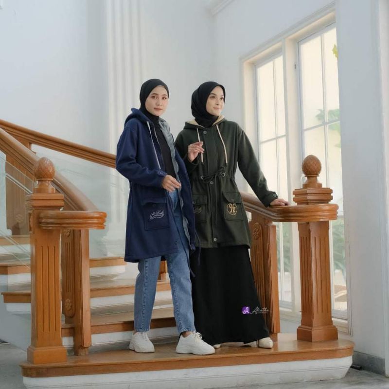 OUTER HIJAB MUSLIMAH TERBARU ORI ALIETHA JAKET HODIE WANITA MODERN MASAKINI