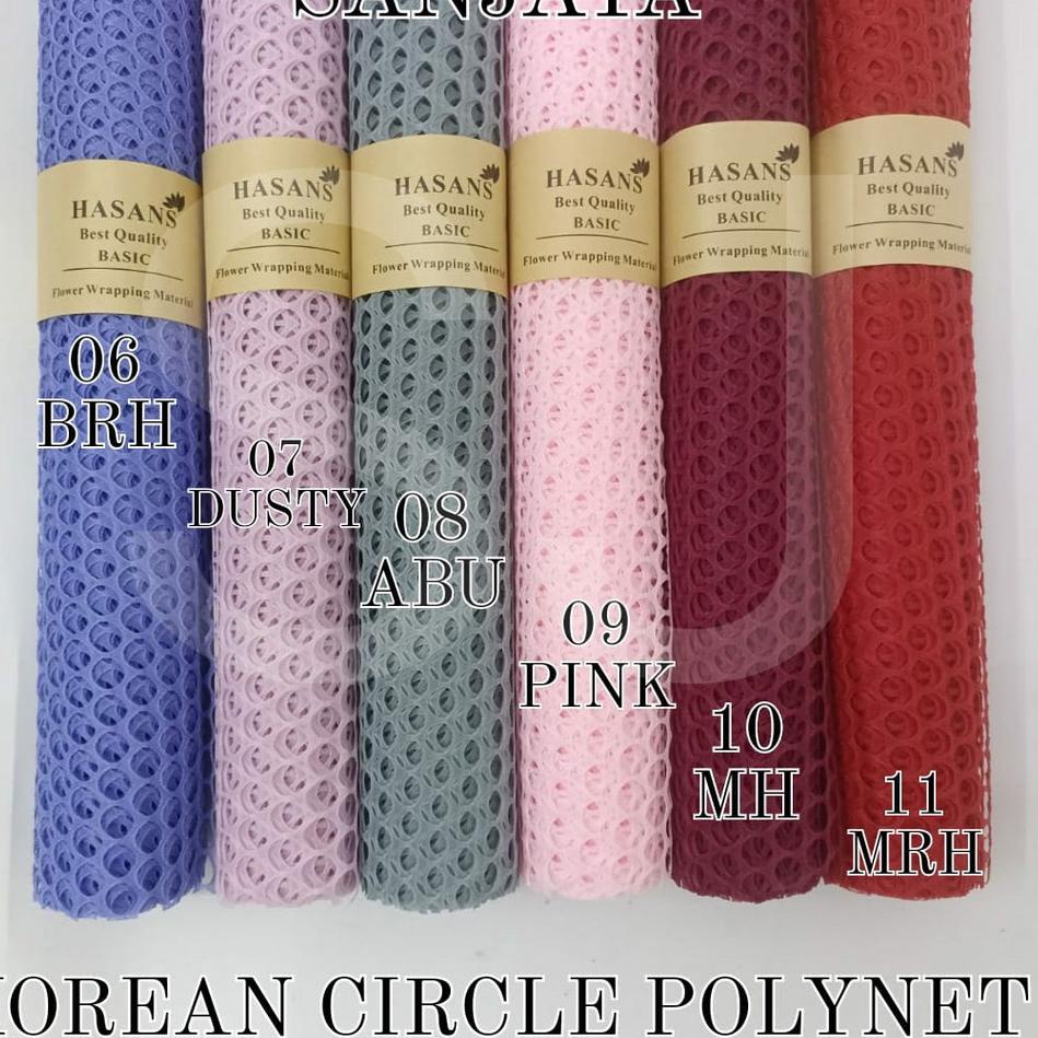 

KERTAS JARING BUKET BUNGA / KOREAN JARING ROLL / FLOWER WRAPPING PAPER CIRCLE POLYNET / KOREAN CIRCLE POLYNET 60CM*5YD