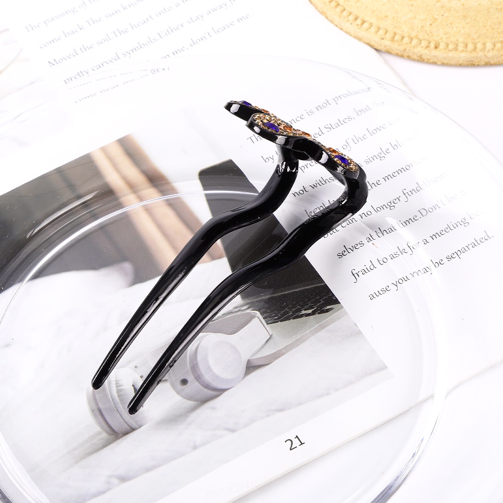 Jepit Rambut Bentuk U Aksen Berlian Imitasi Warna-Warni Untuk Wanita