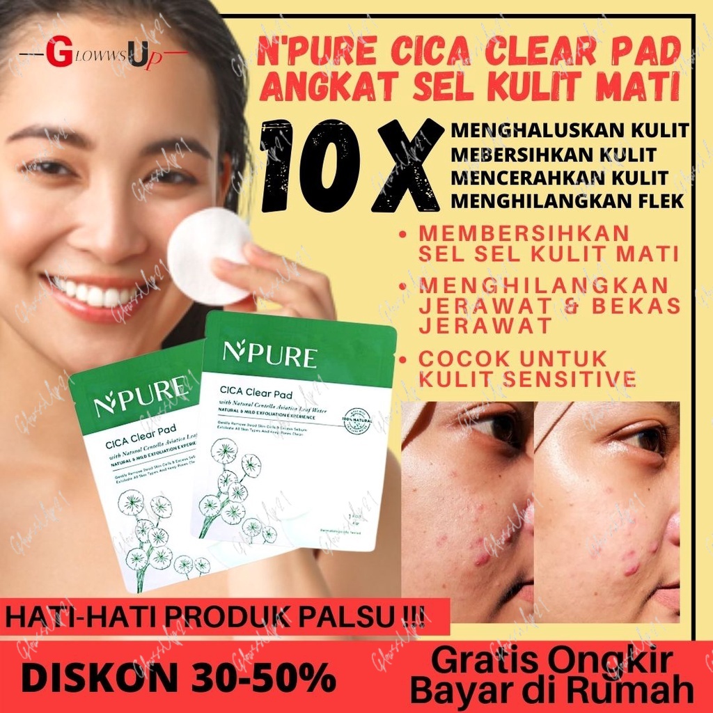 Toner Wajah NPURE Cica Clear Pad Sachet 1 Dus isi 5 sachet Perawatan Wajah