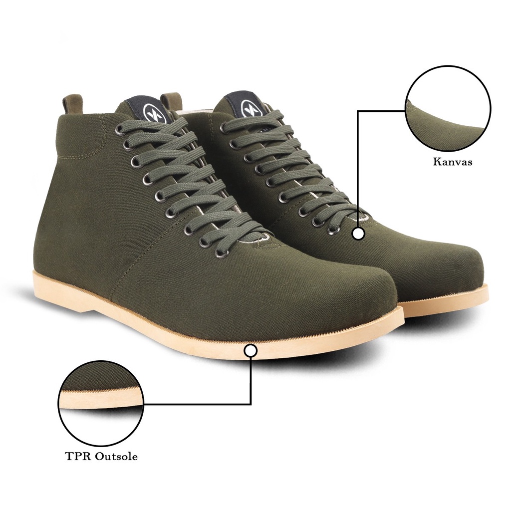 Sepatu Boots Pria V 2963 Brand Varka Sepatu Casual Kuliah Kerja Hangout Murah Berkualitas Warna Hijau