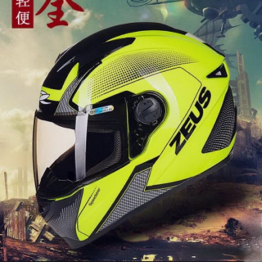 ZEUS 811 YELLOW FLUO MOTIF SPEEDSTER HELM FULLFACE IMPORT NEW TERBARU